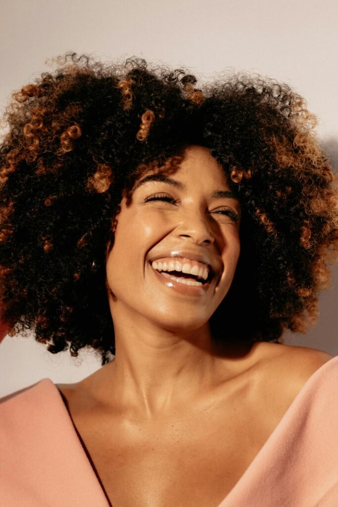 Woman with curly hair